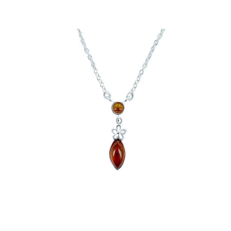 Collier argent 925 Ambre veritable de la mer Baltique