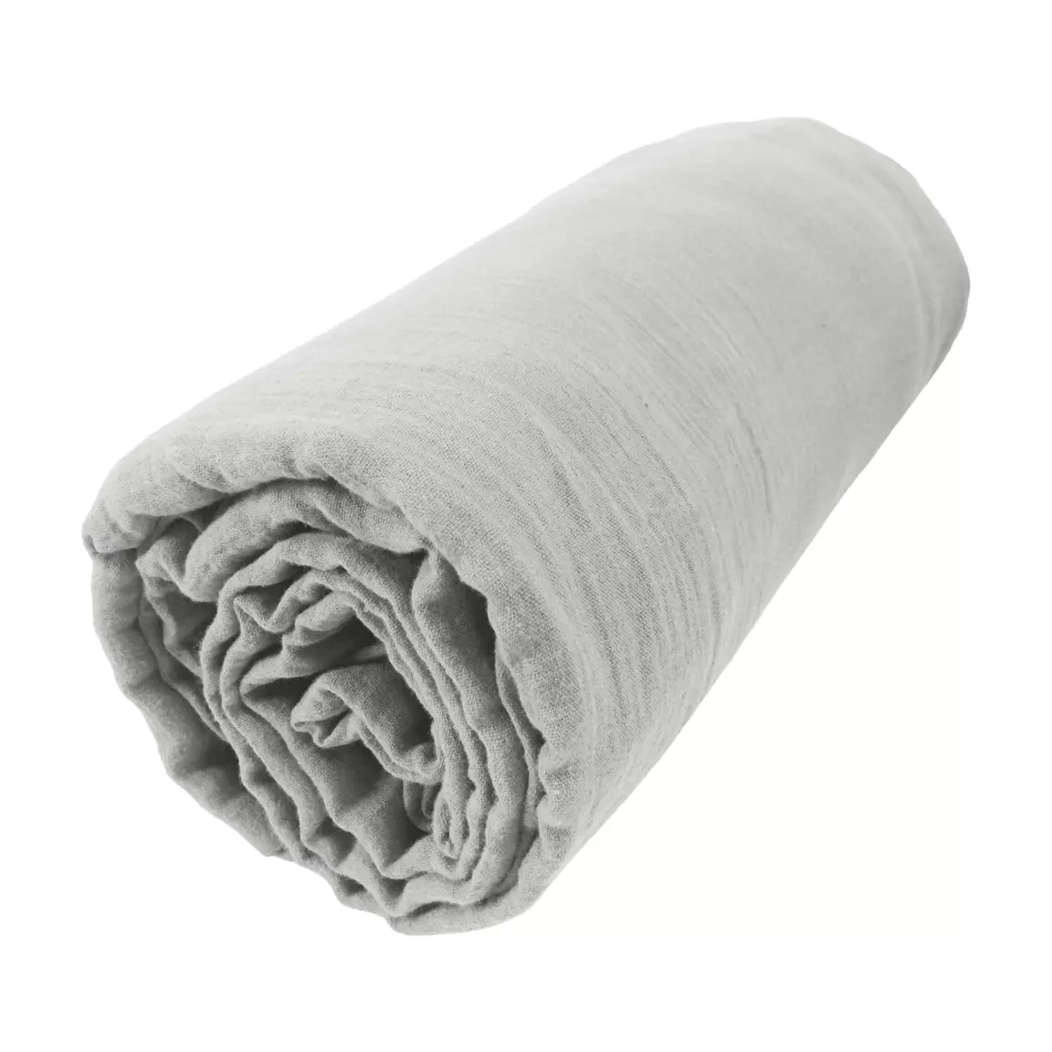 Drap housse gaze de coton (90 x 190 cm) Gaïa Gris nuage