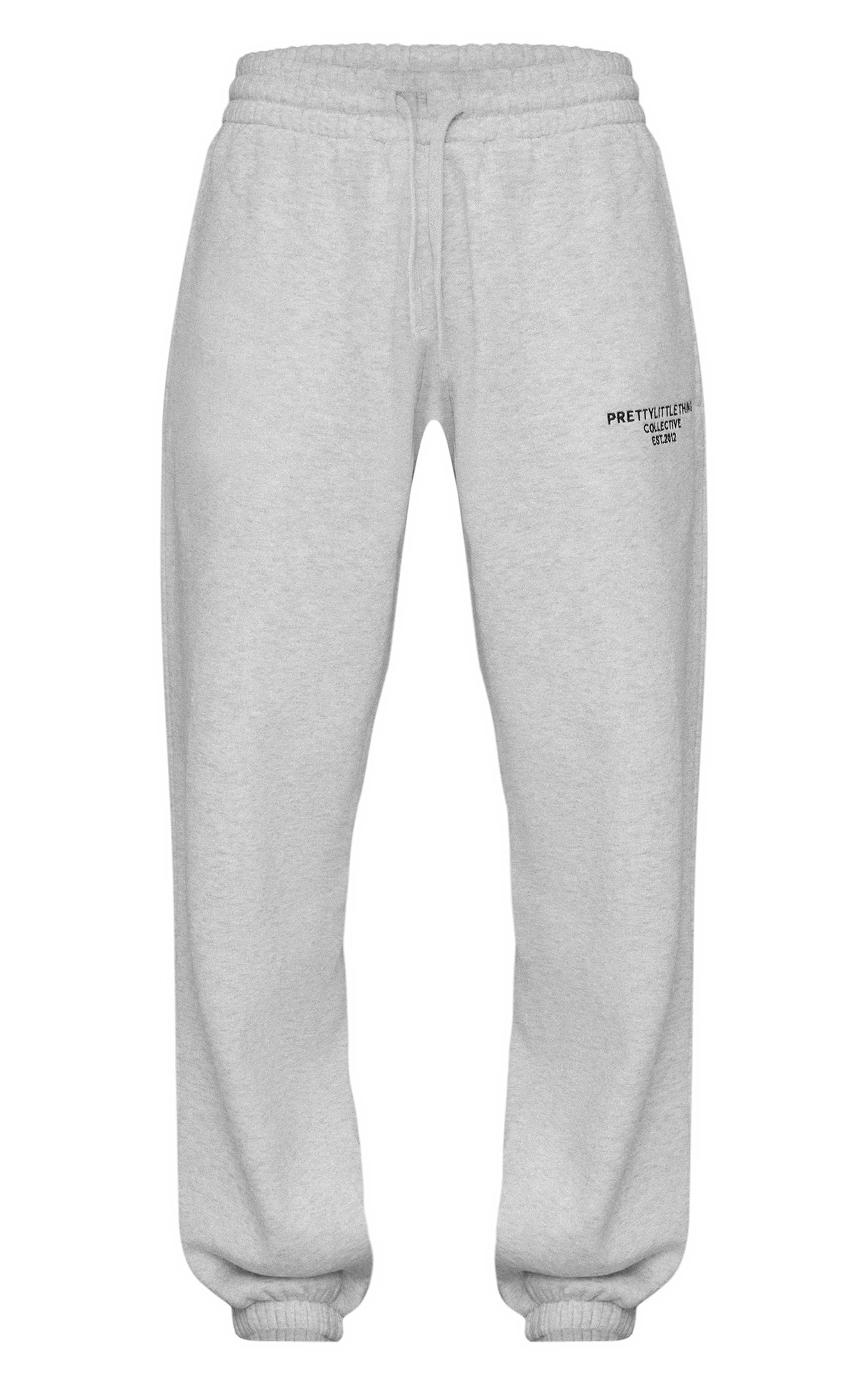Gris Cendré Jogging Resserré Aux Chevilles Imprimé Prettylittlething