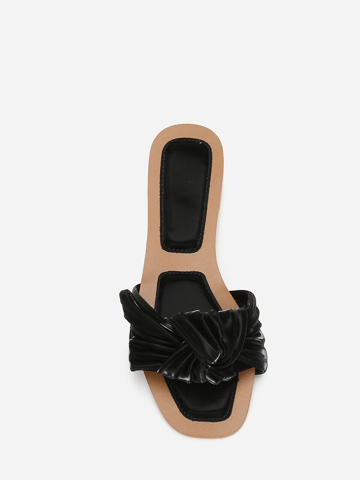 Mules à large bride matelassée et nouée- Noir