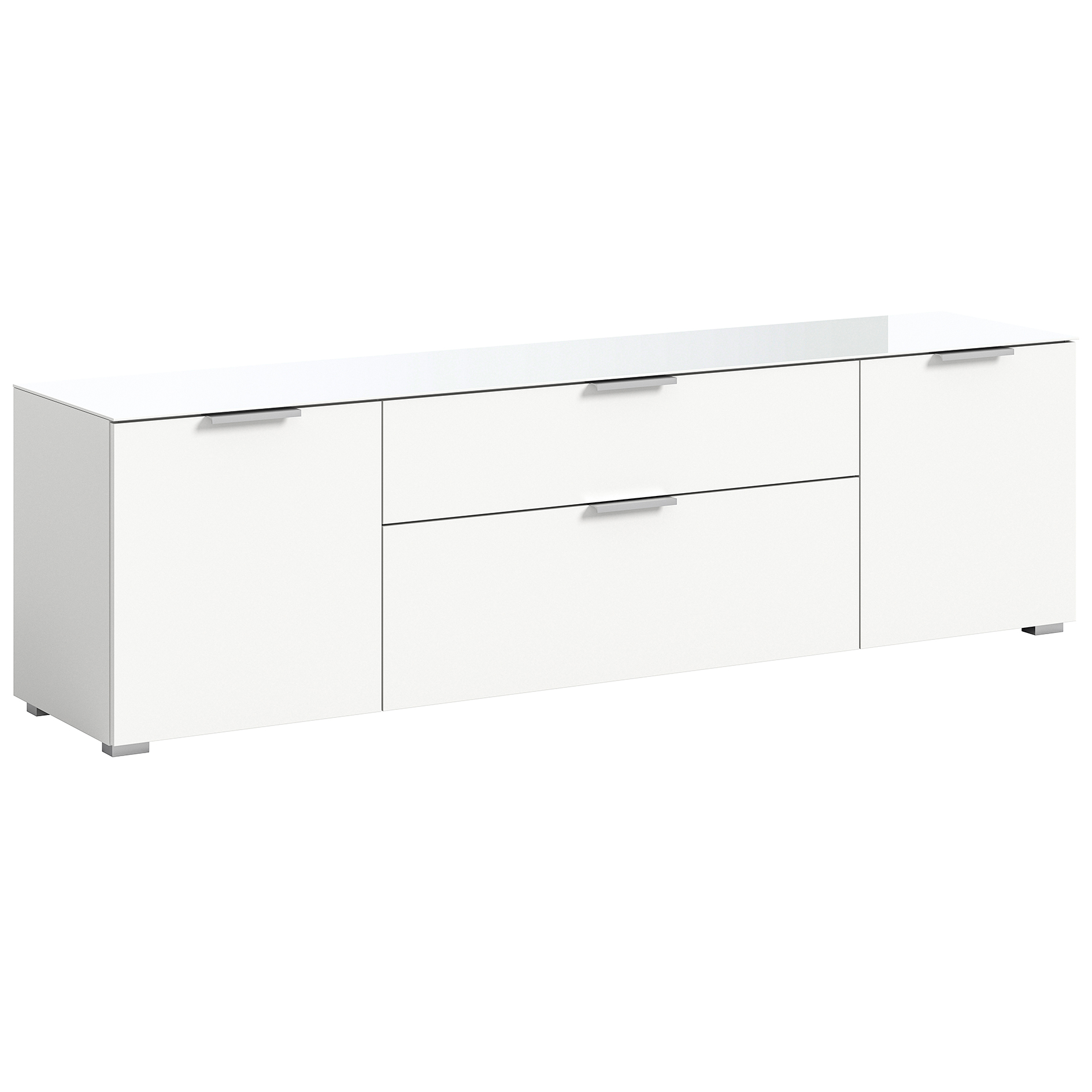 Kommode RAY - weiß - Glasplatte - 179 cm