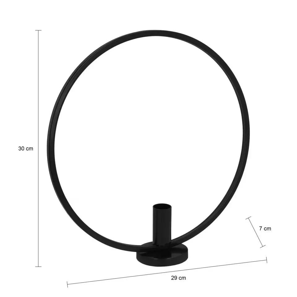 QUVIO Kandelaar - Rond - 29 cm - Metaal - Zwart