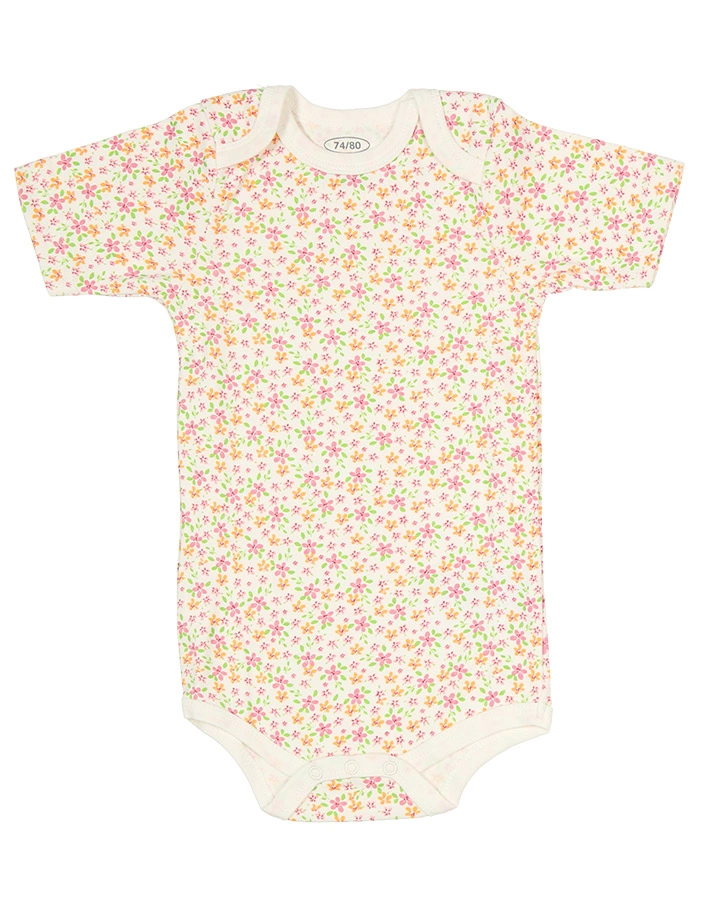 Kurzarm-Body BLUMEN 2er-Pack in rosa/weiß