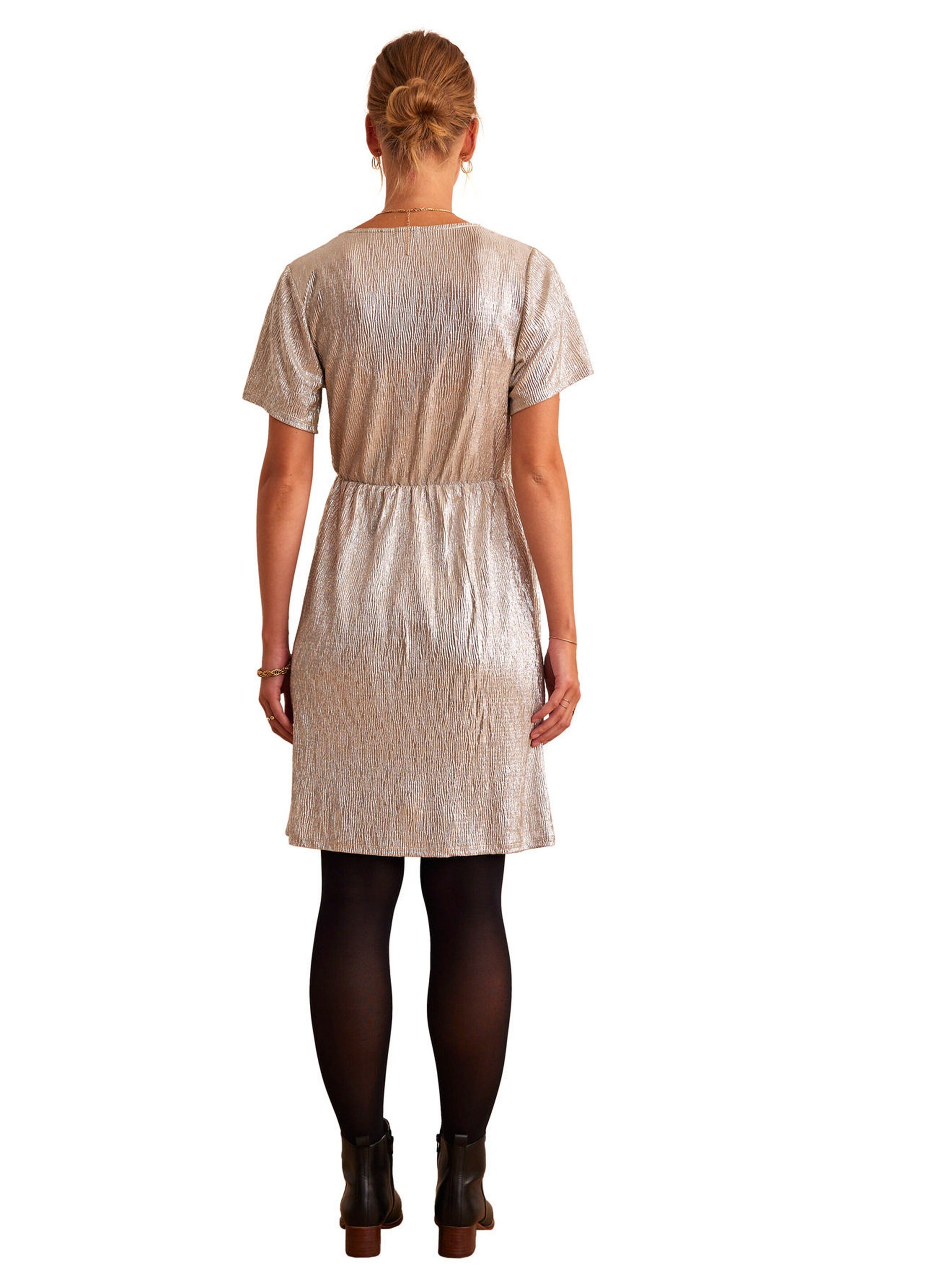 Vertbaudet Wickelkleid für Schwangerschaft & Stillzeit beige glanzeffekt