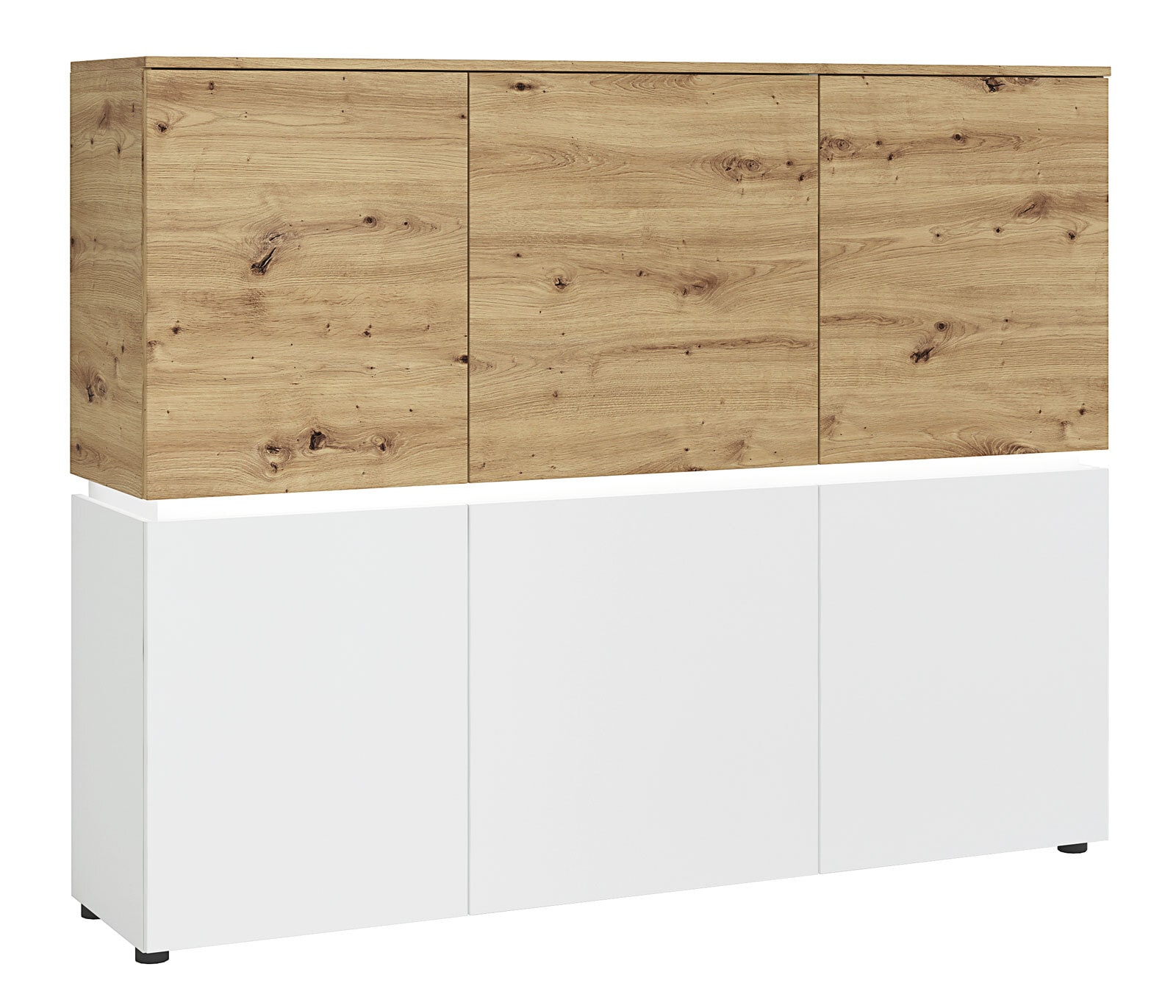 Highboard LUCI, Eiche Artisan / Alpinweiß, B/H/T ca. 165,5/131,5/40 cm
