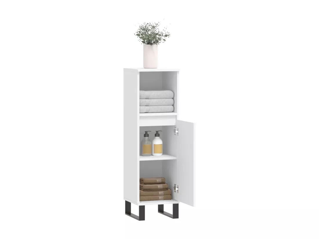 Armoire de salle de bain blanc 30x30x100 cm bois d'ingénierie