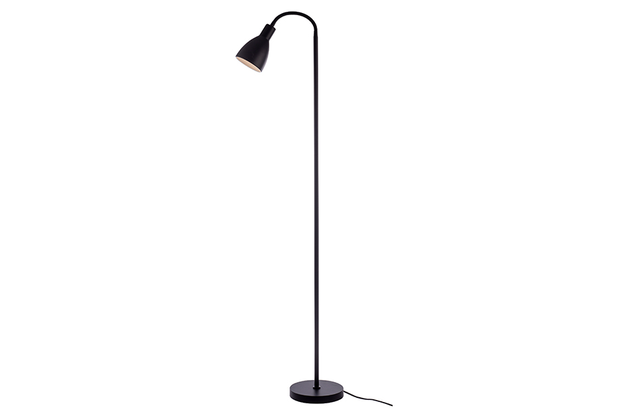 Lyngør gulvlampe Sort metall med justerbar arm.