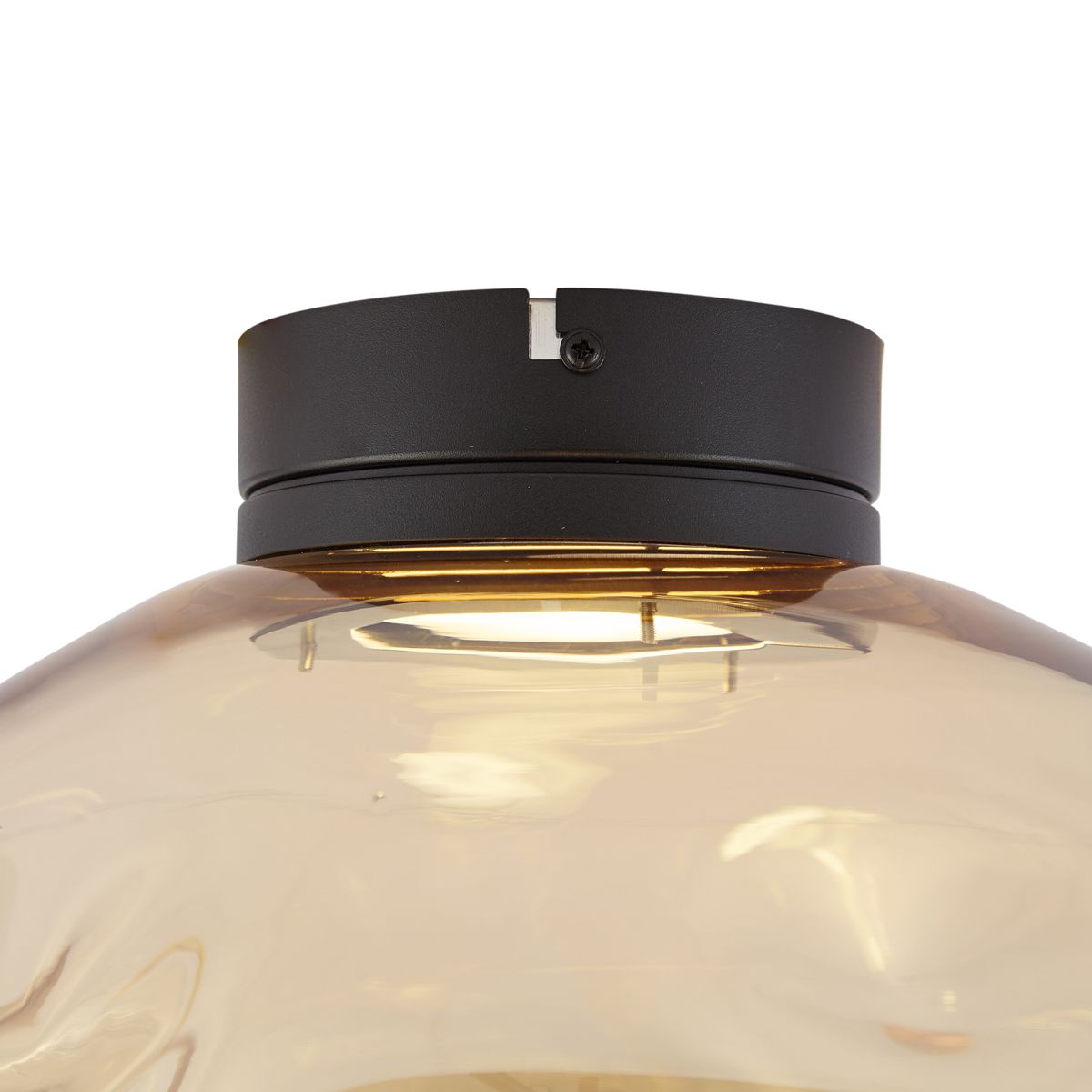 Design plafondlamp zwart met amber glas - Gemma
