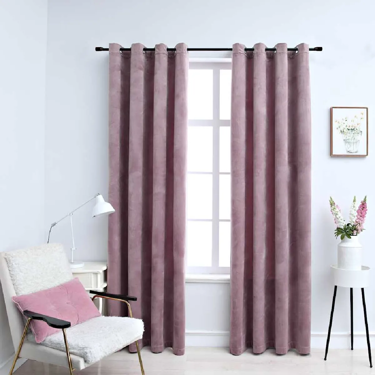 vidaXL Rideaux occultants Velours Rose