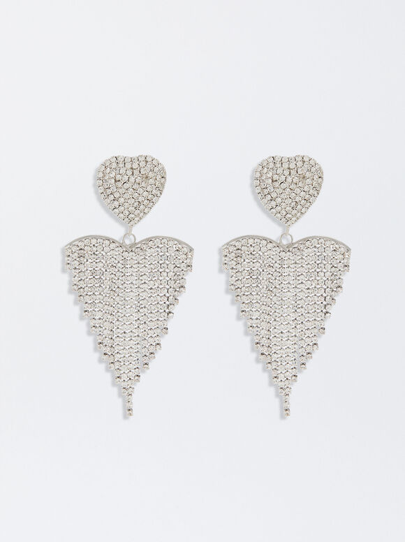 Brincos de pressão com strass - Prateados