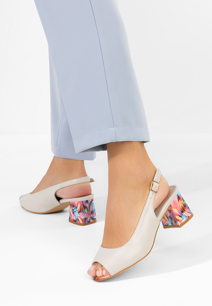 Sandales à talon épais beige Trivaya