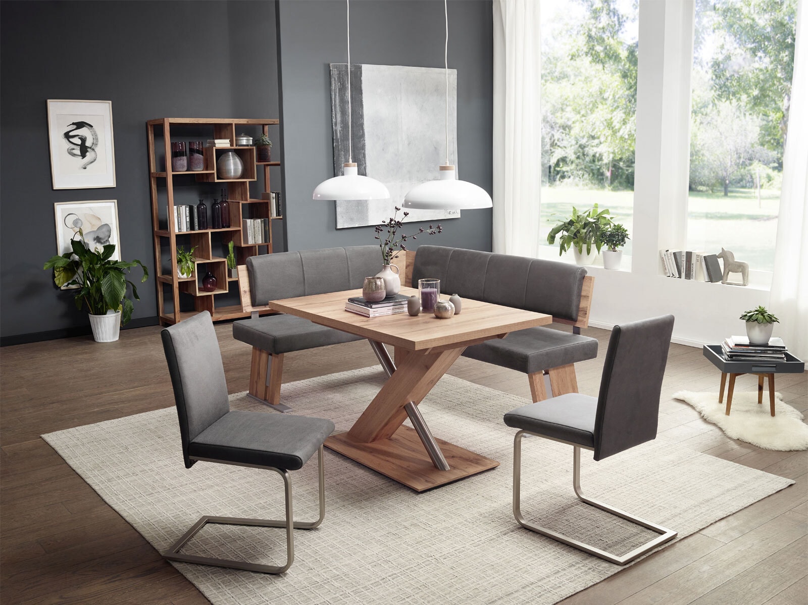 vito Eckbank ELIMO NB Oak /Lederlook Duncan grau