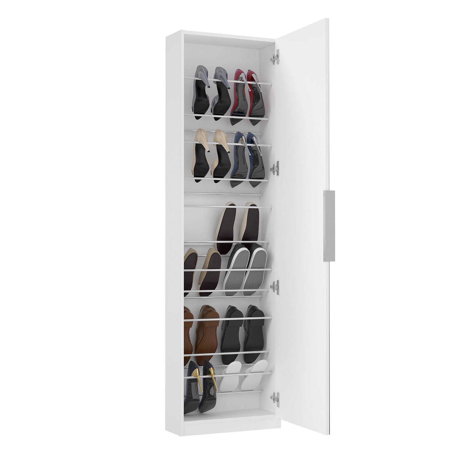 Schuhschrank - weiß - mit Spiegeltür - 50 cm breit