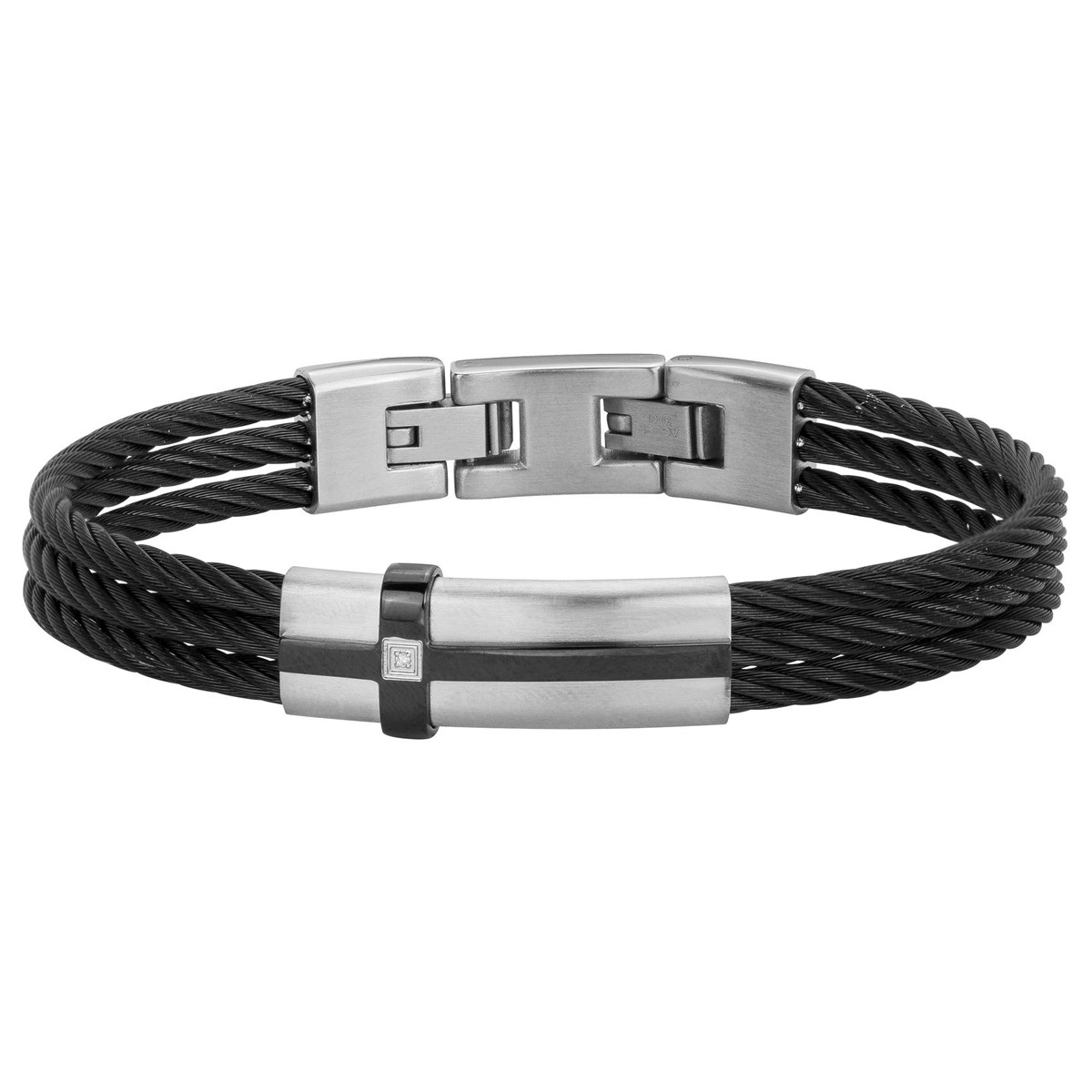 Bracelet semi-rigide Cesar en Acier 316L avec diamant blanc