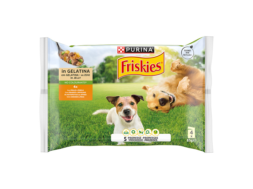 COMIDA HÚMIDA CÃO ADULTO FRISKIES GELATINA FRANGO 4X85G