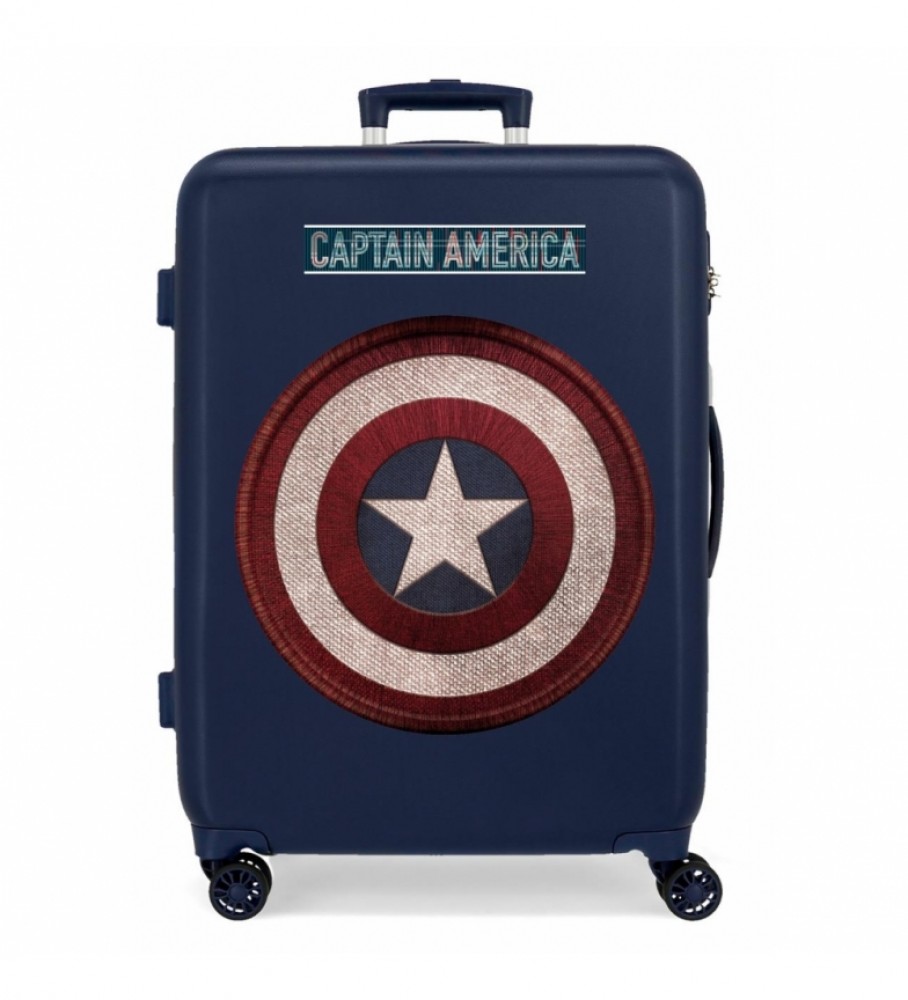 Mala de viagem média Joumma Bags Capitão América Rgida azul - 68x48x26cm -