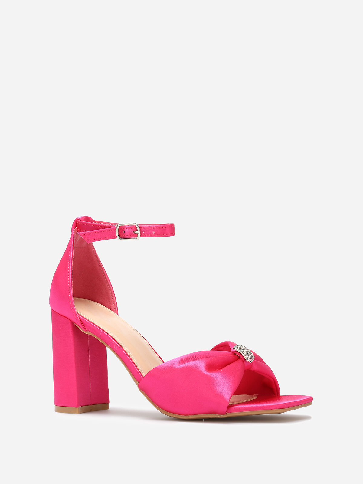 Sandales avec bride noeud à strass- Fuchsia