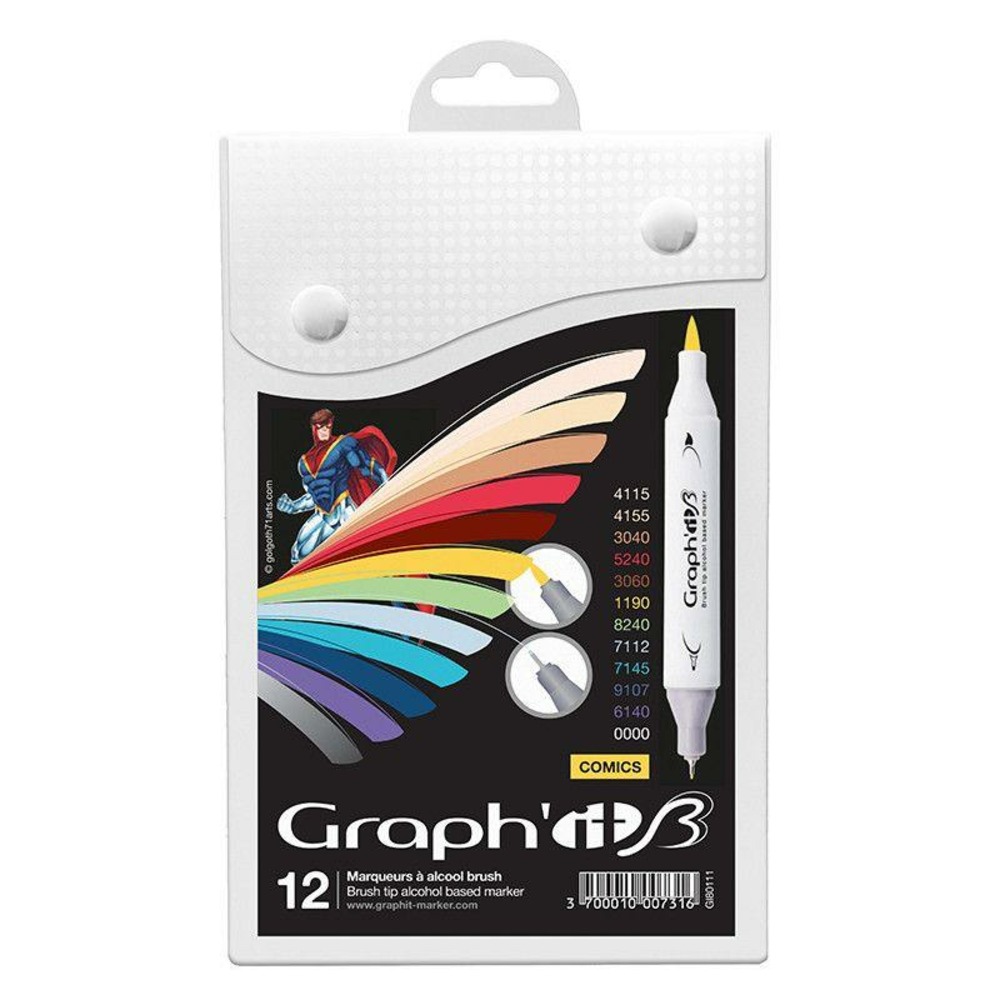 Set 12 marqueurs graph'it brush & extra fine - comics