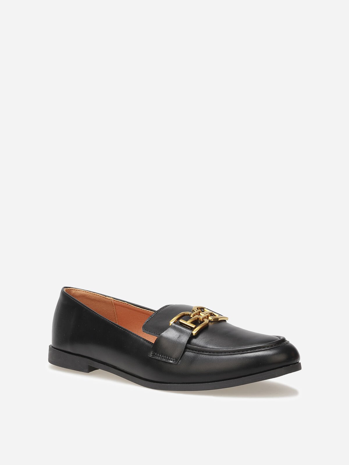 Mocassins classiques à boucle dorée- Noir
