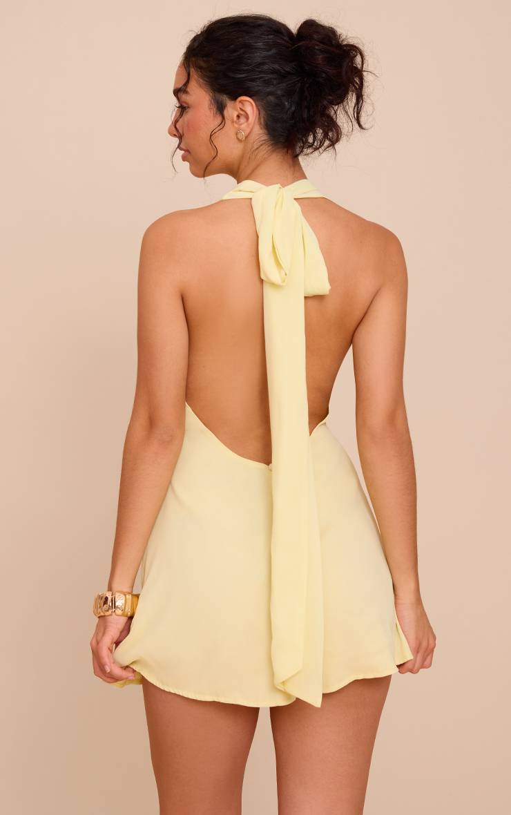 Citron Combinaison-short Fluide À Détail Foulard En Mousseline