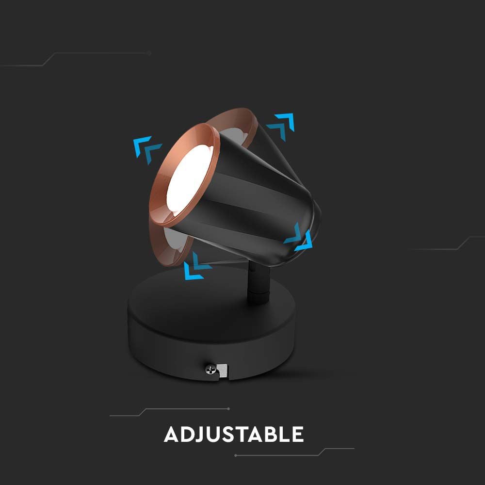 LED wandlampen met één kop - Zwart - IP20 - 5W - 540 lumen - 3000K