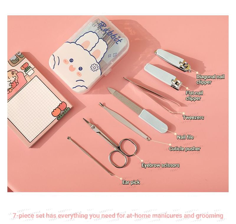 Baburu - Set van 7: Manicureset van roestvrij staal
