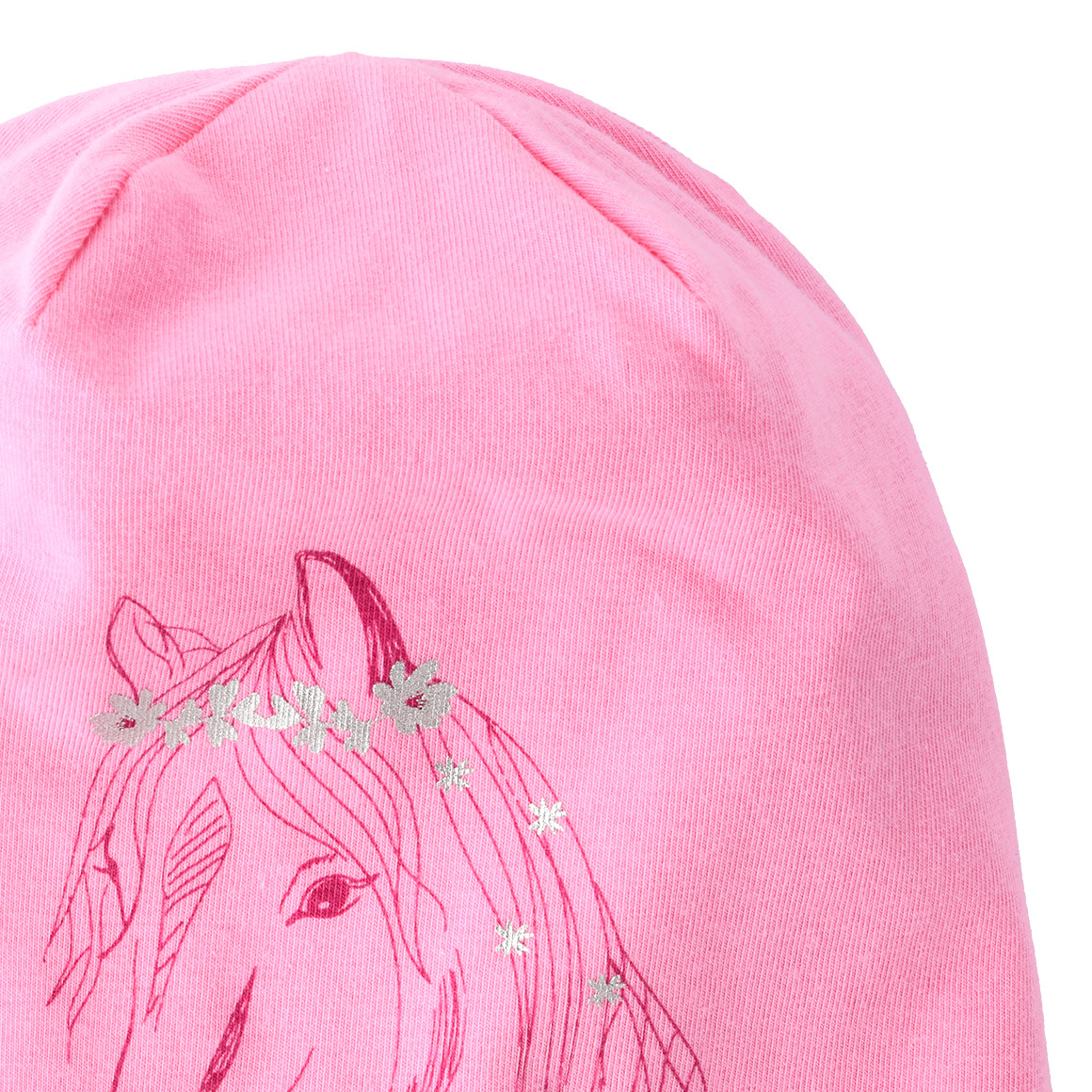 Mädchen Beanie mit Pferde-Motiv pink
