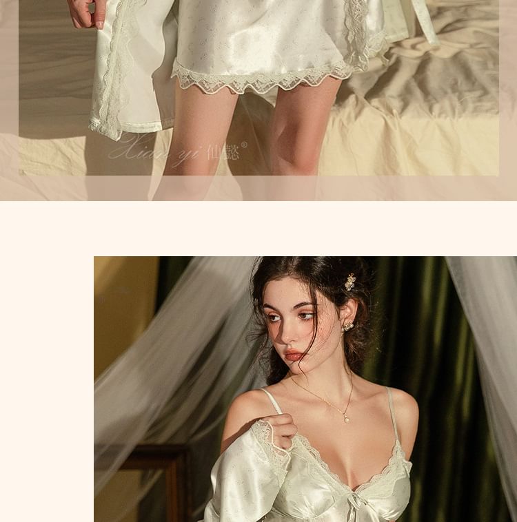 Abriea - Camisole / Shorts / Robe / Set met bloemenprint