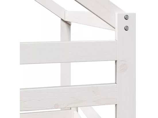 Lit haut sans matelas blanc 90x200 cm bois de pin massif