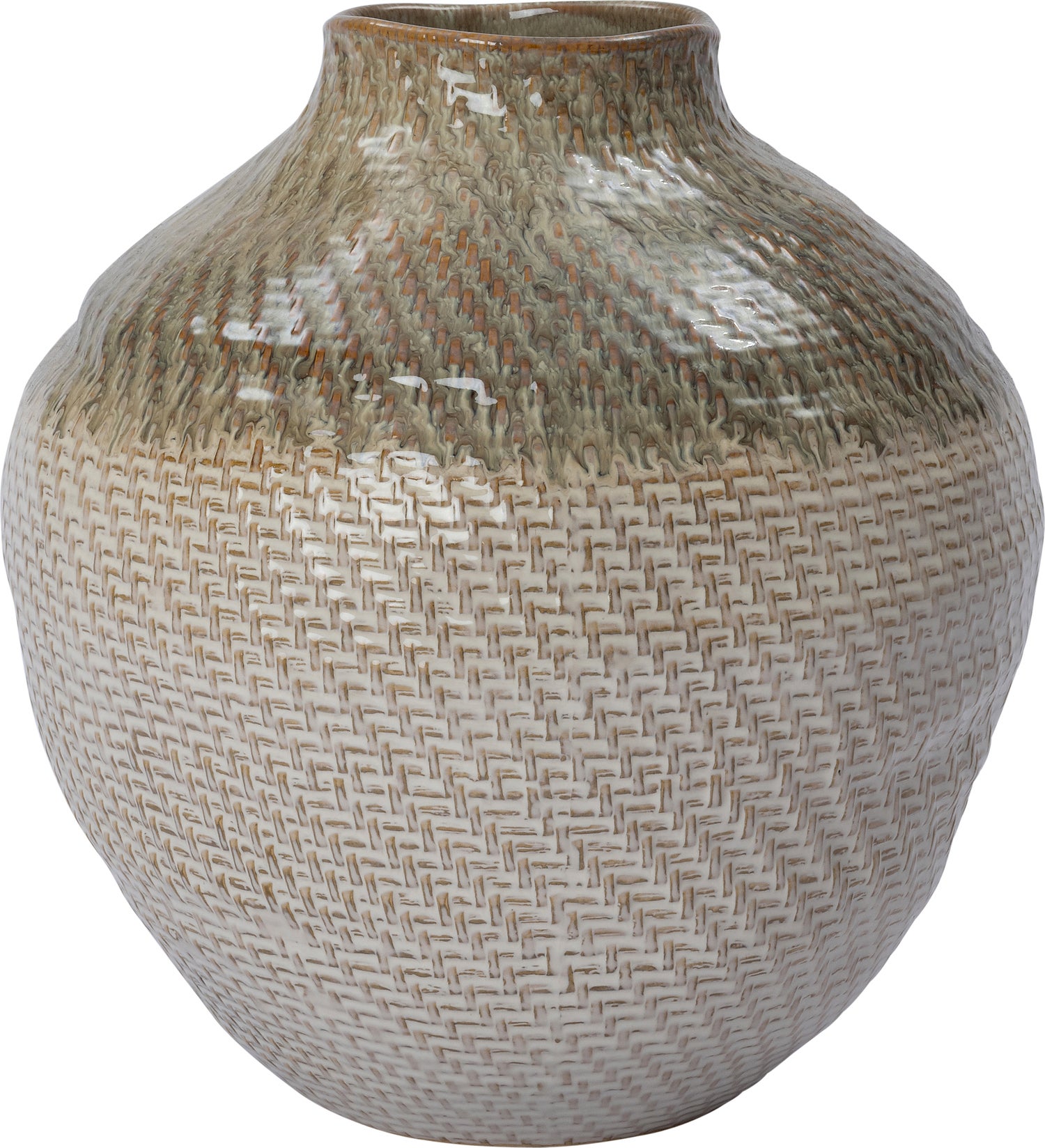 Intratuin vaas Ser groen / crème 36,5 x 36 x 38,2 cm