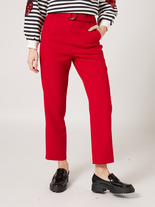 Pantalon taille haute avec ceinture