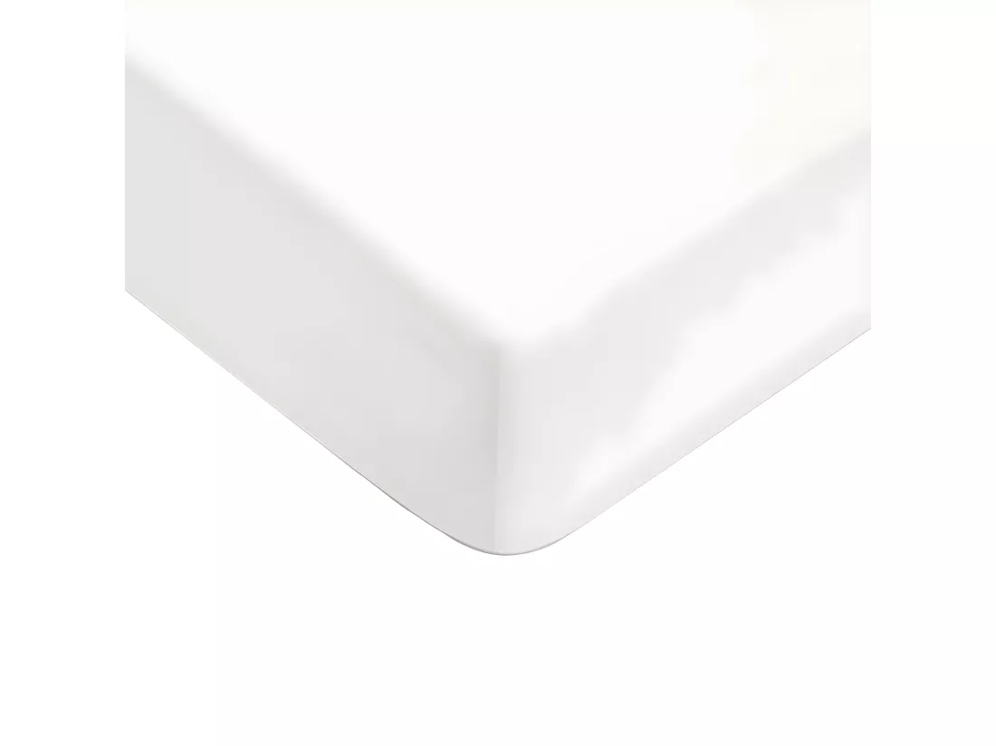 Drap housse uni en coton 57 fils blanc 140x200cm