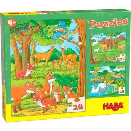 HABA 305468 Puzzles Tierfamilien 2 x 24 Teile