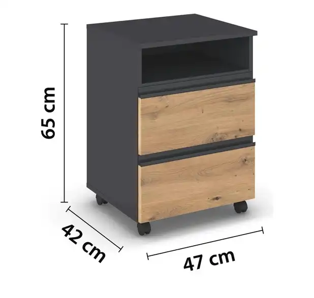 Nachttisch 65 cm mit Rollen