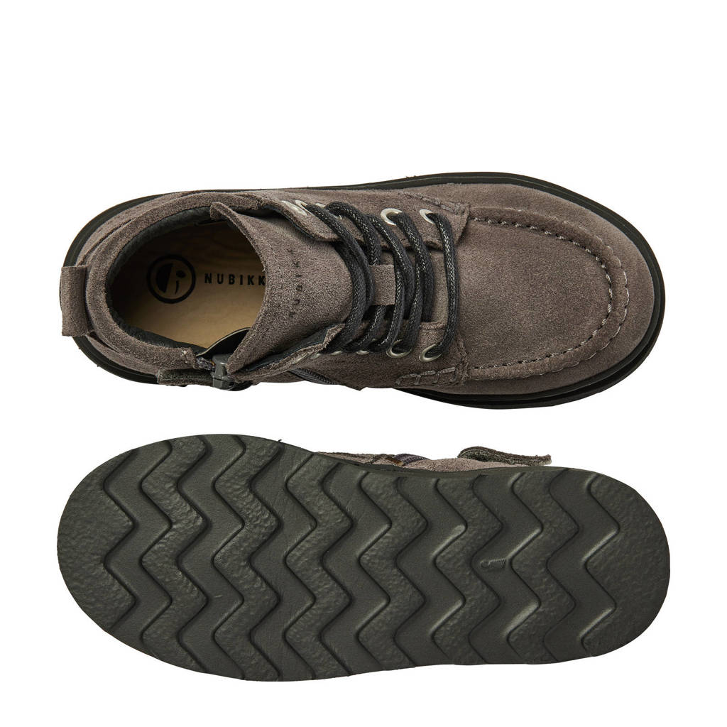 Nubikk suède veterboots donkergrijs