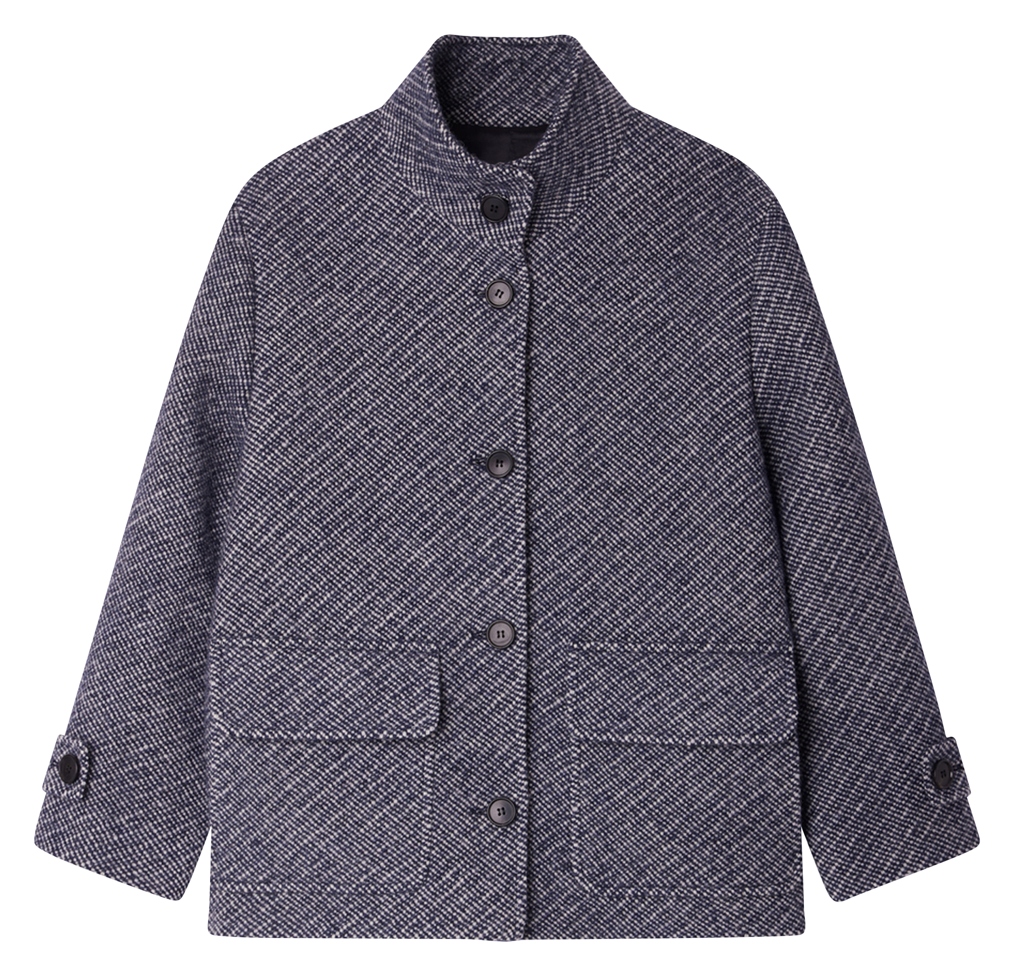 LYSIANE - Manteau col rond en laine vierge| Bleu