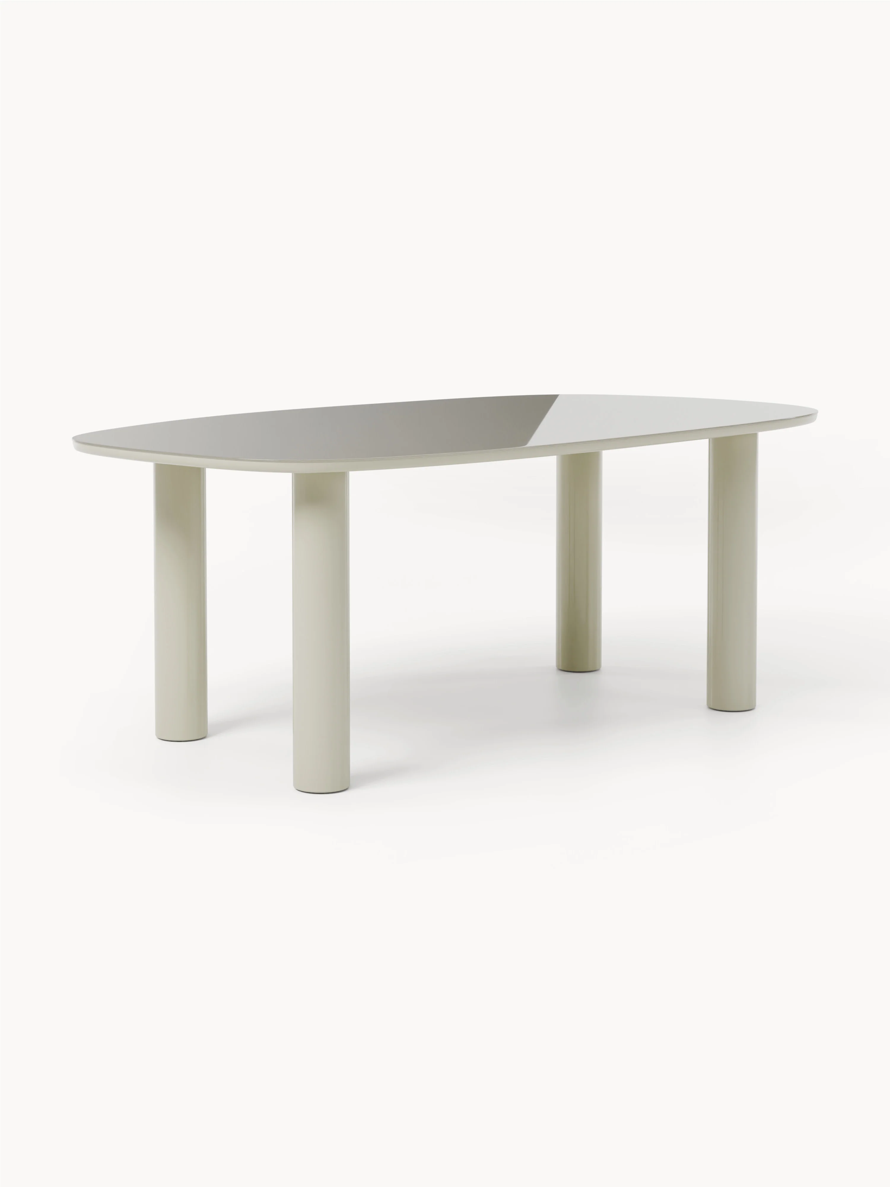 Organische eettafel Beni met glazen tafelblad 2