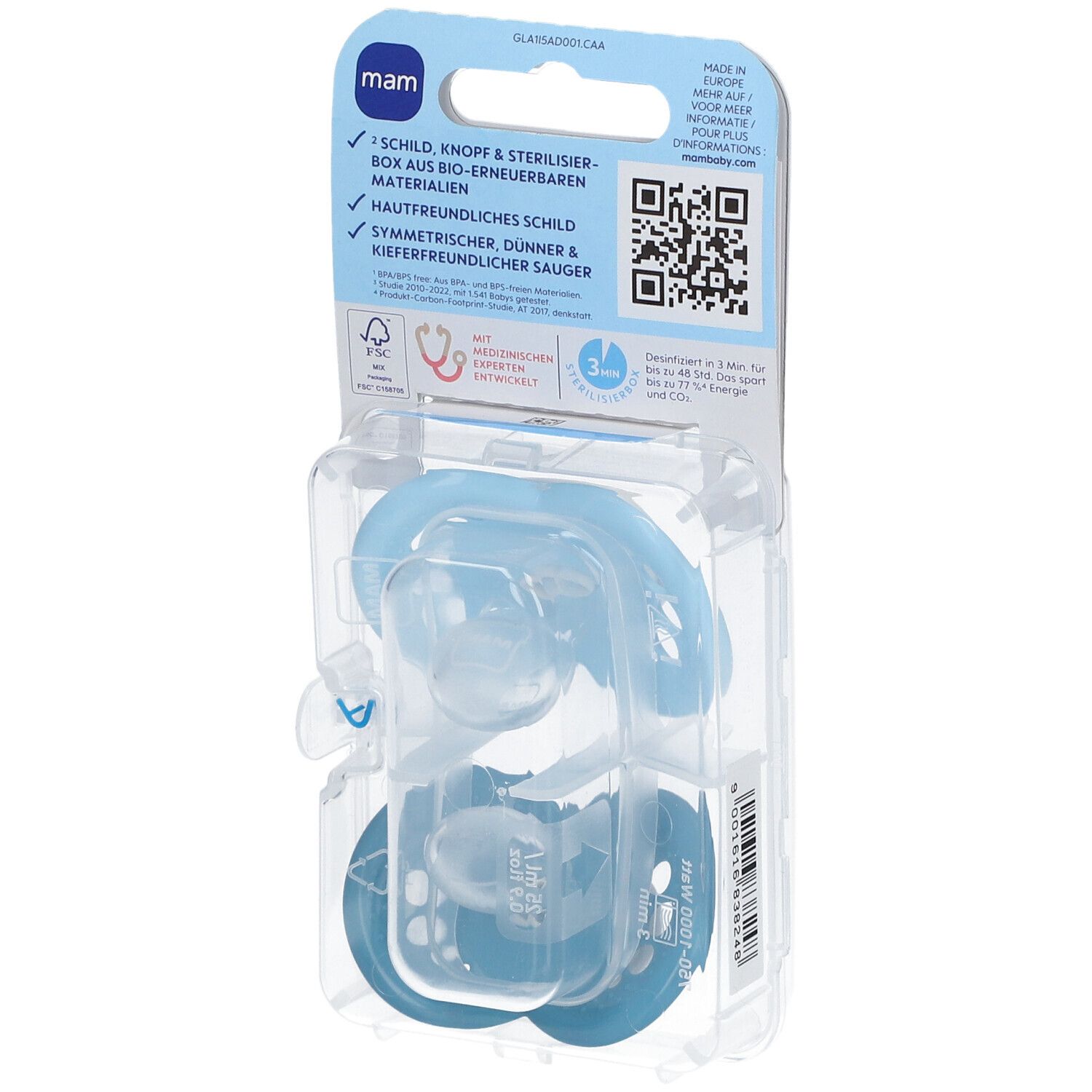 MAM Original Pure Silikonschnuller 6-16 Monate, Mummy blau