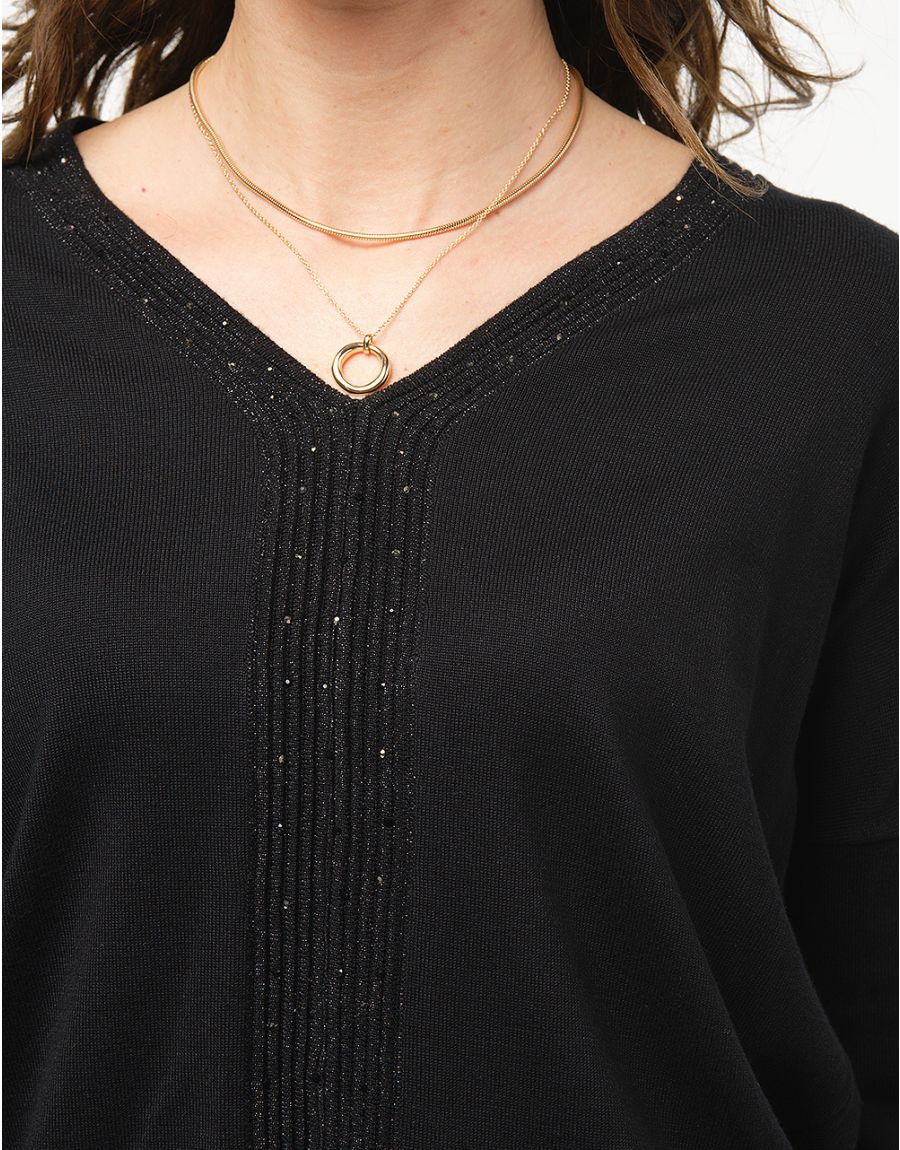 Pull chic noir irisé
