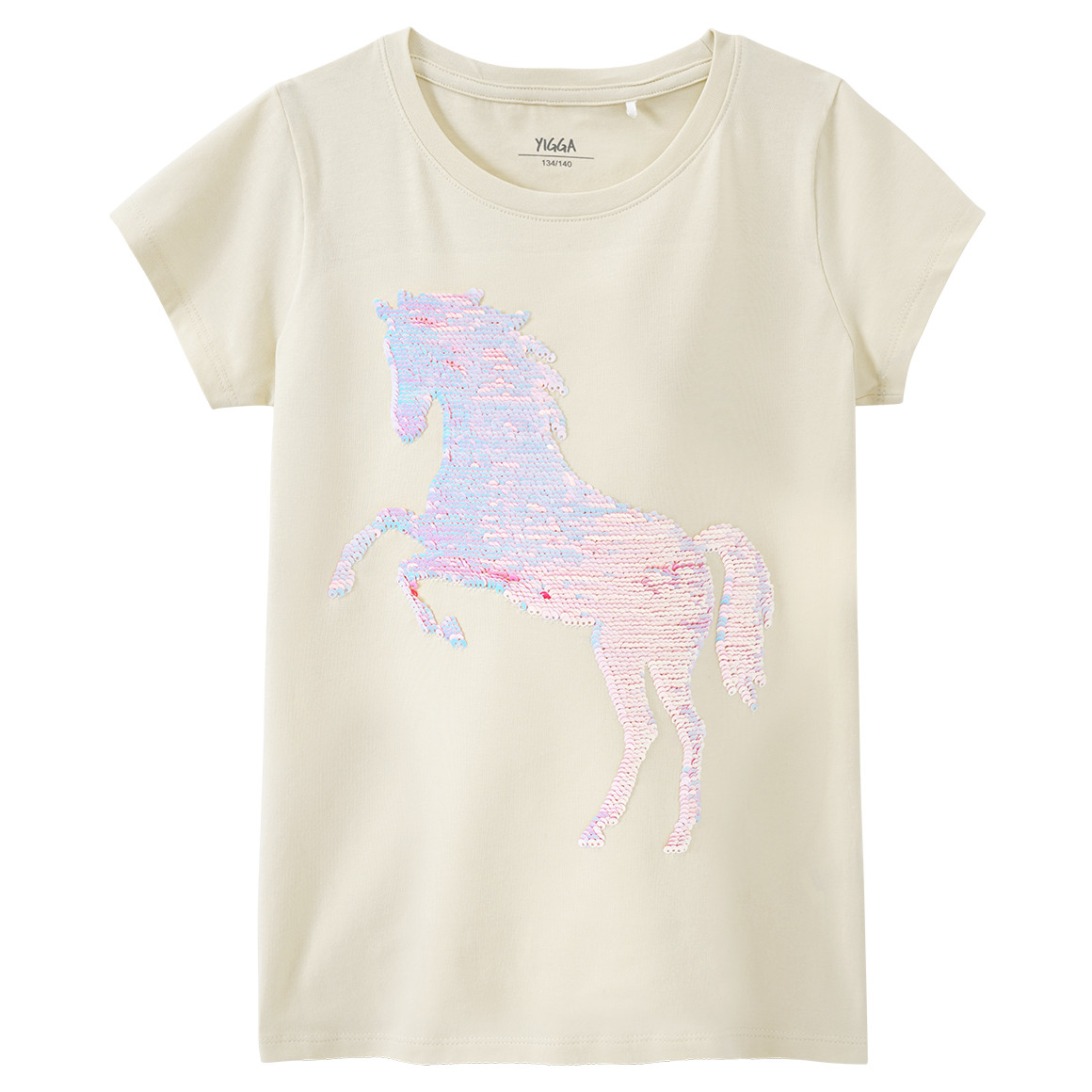 Yigga Mädchen T-Shirt mit Wendepailletten creme