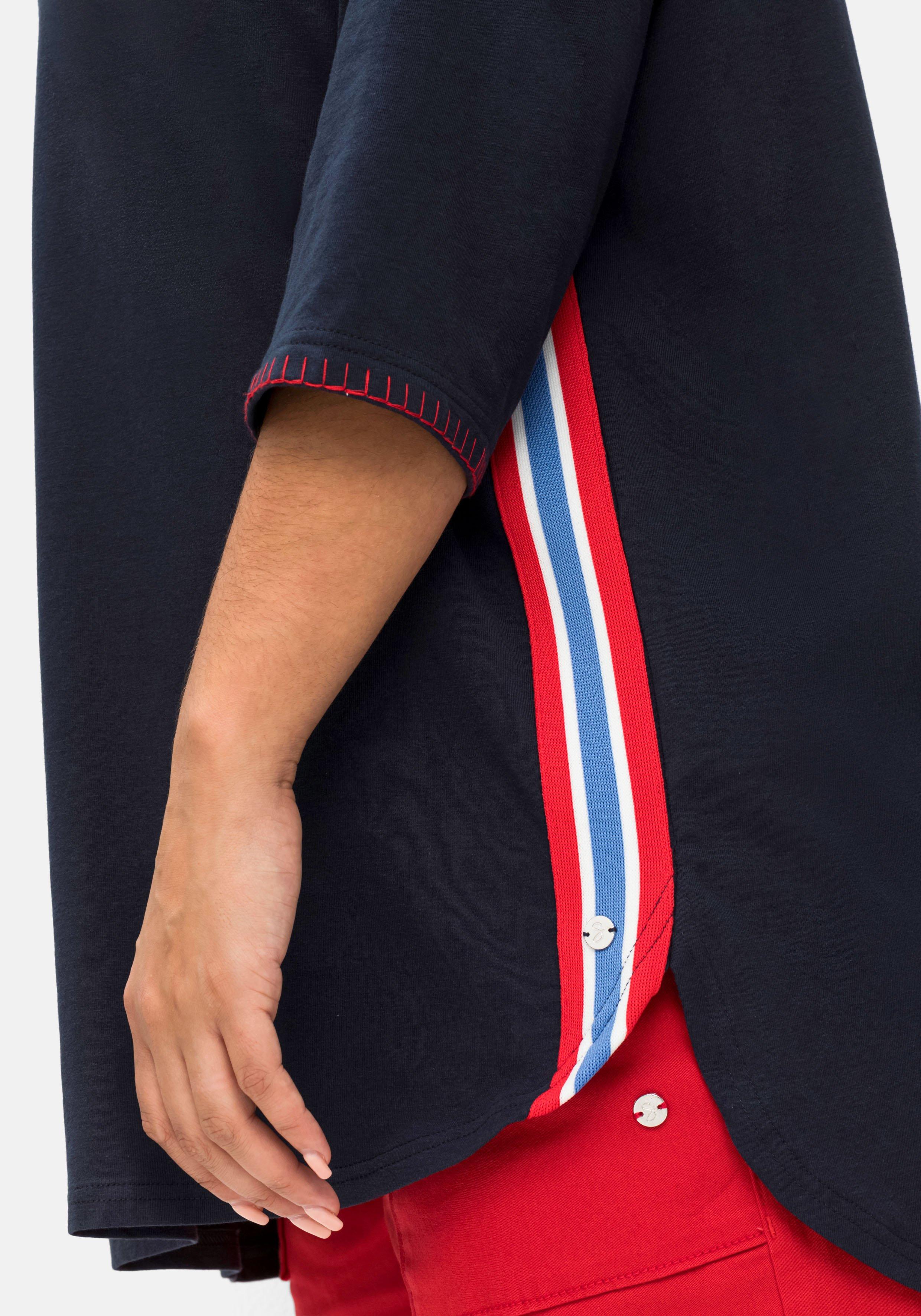 Longshirt mit Galonstreifen seitlich