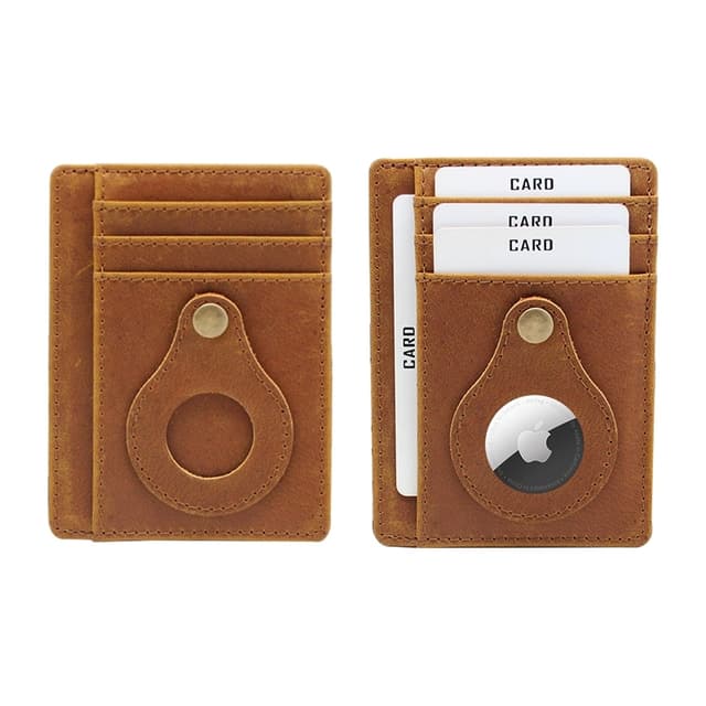 Kortholder med RFID-signalblokering og Airtag-holder Brun
