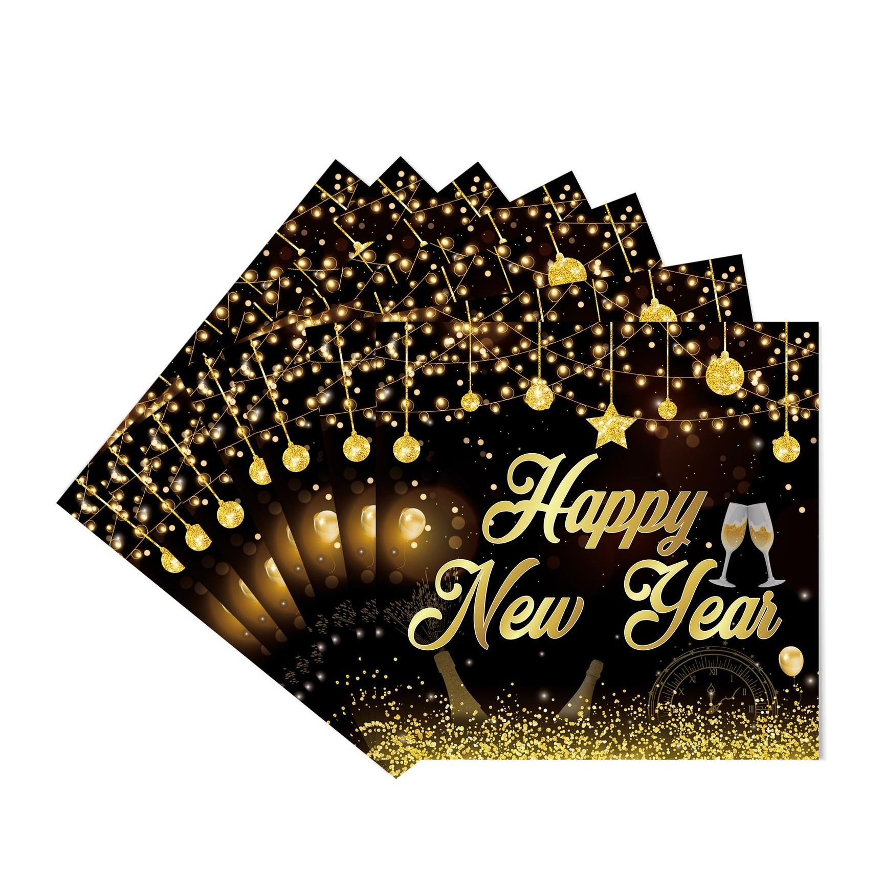 (20er Set) 33x33cm Einweg Servietten Silvester Party Tisch Dekoration - Happy New Year