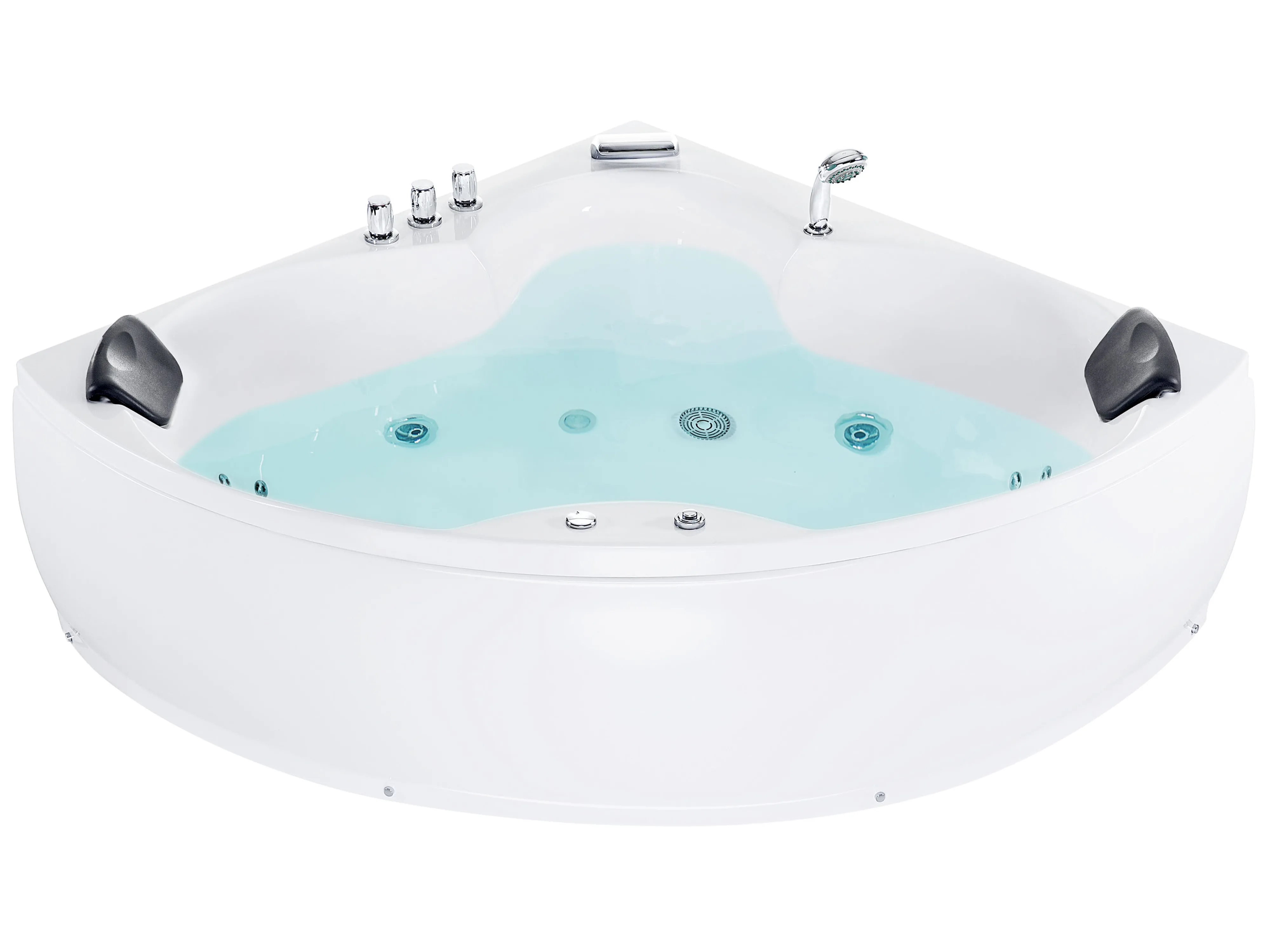 Hoek bubbelbad met LED SENADO 205 x 150 cm Wit