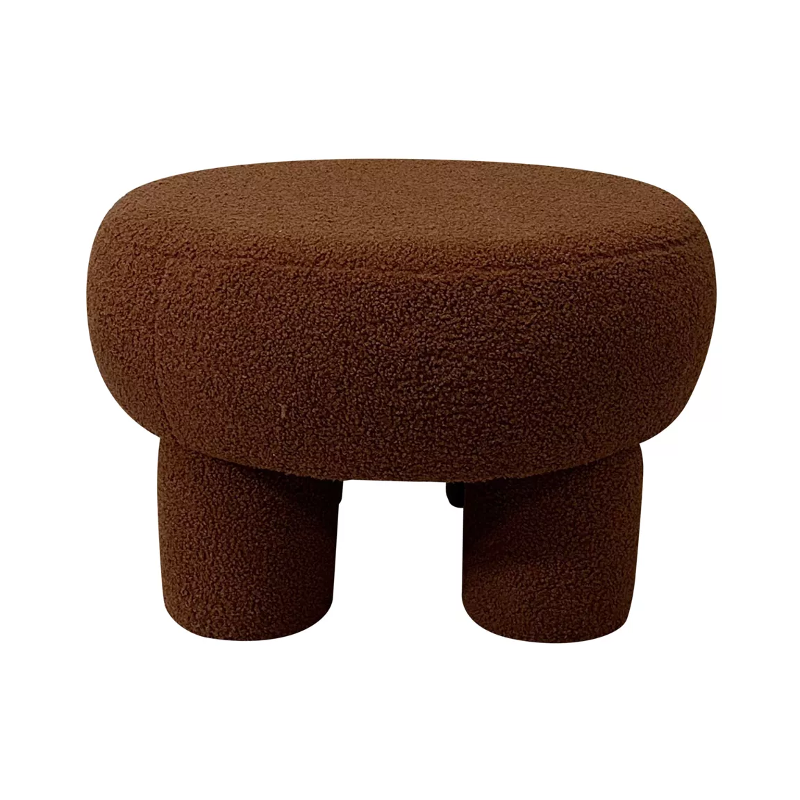 Pouf rond en bouclette (D51 cm) Jade Marron cuivré