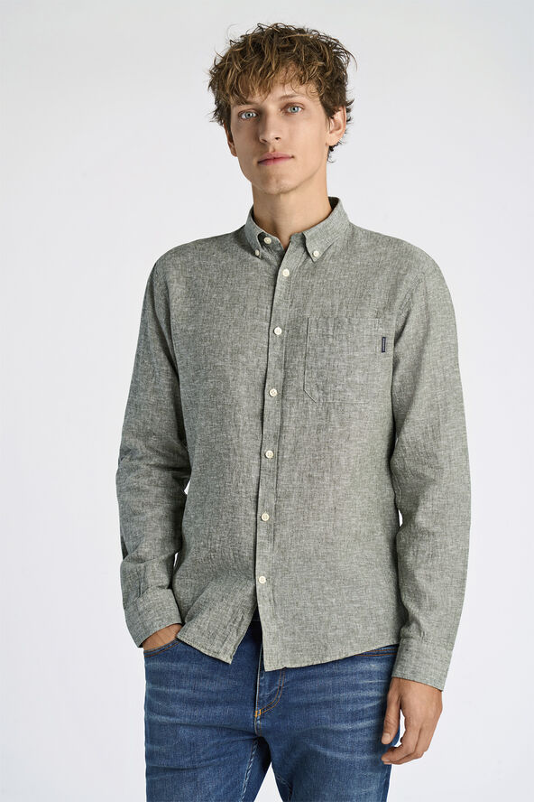 Lindbergh Cotton/linen shirt L/S Grøn