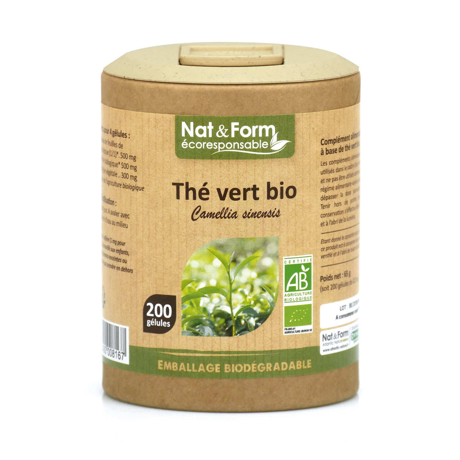 Thé vert bio - 200 gélules de 325mg