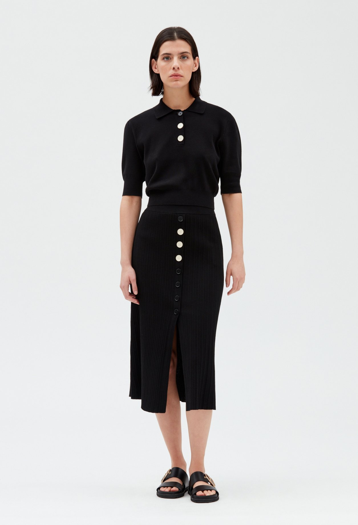 Polo manches courtes maille noir