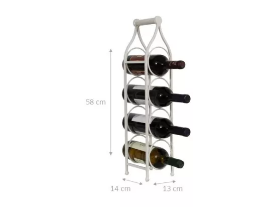 BISCOTTINI Porte-Bouteilles - Fer Forgé Finition Blanc Antique - Idéal pour la Décoration du Salon ou de la Cuisine - Casier à Vin - 13 x 14 x 58 cm - Support pour 4 Bouteilles de Vin