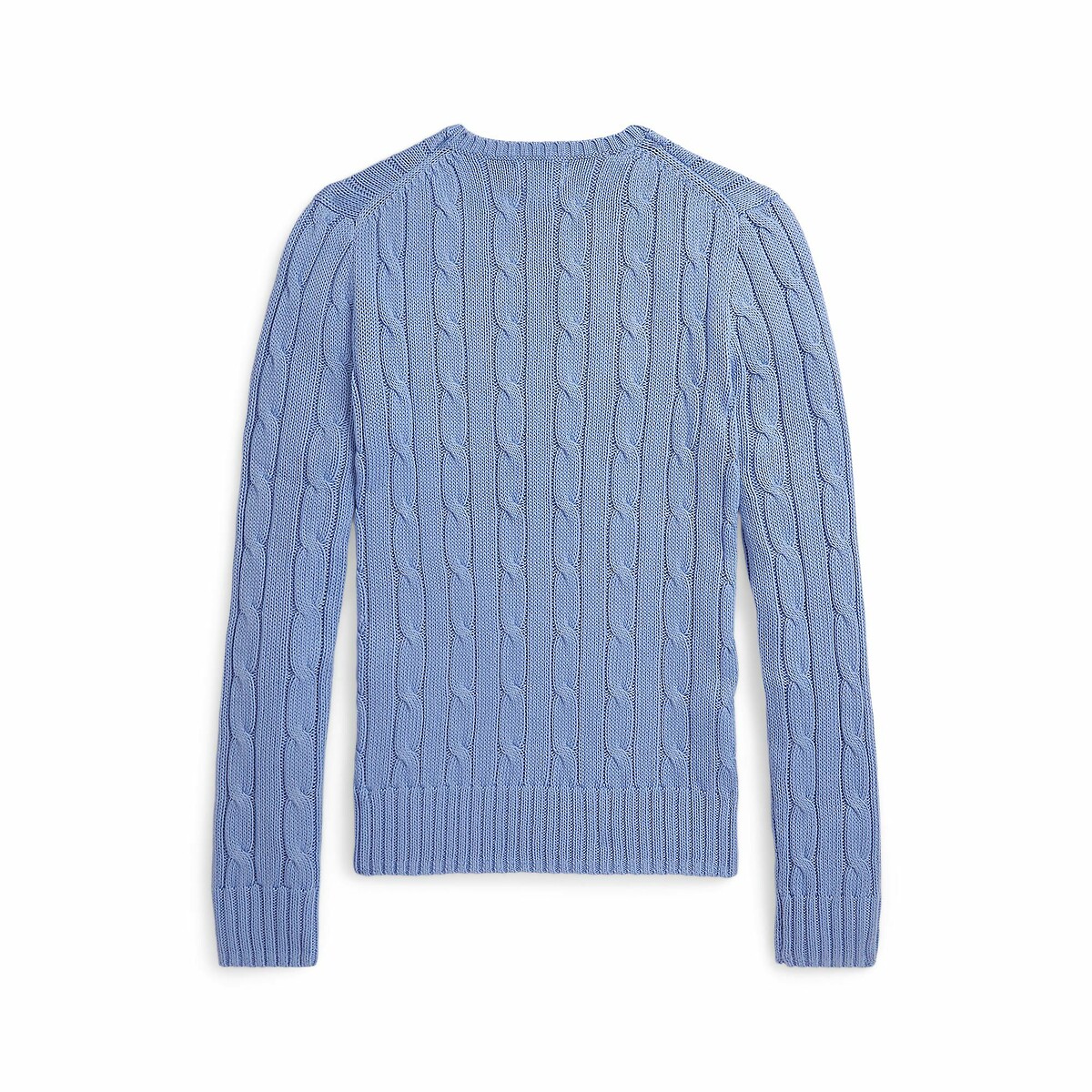 POLO RALPH LAUREN<br>Suéter de malha trançada de algodão com gola redonda